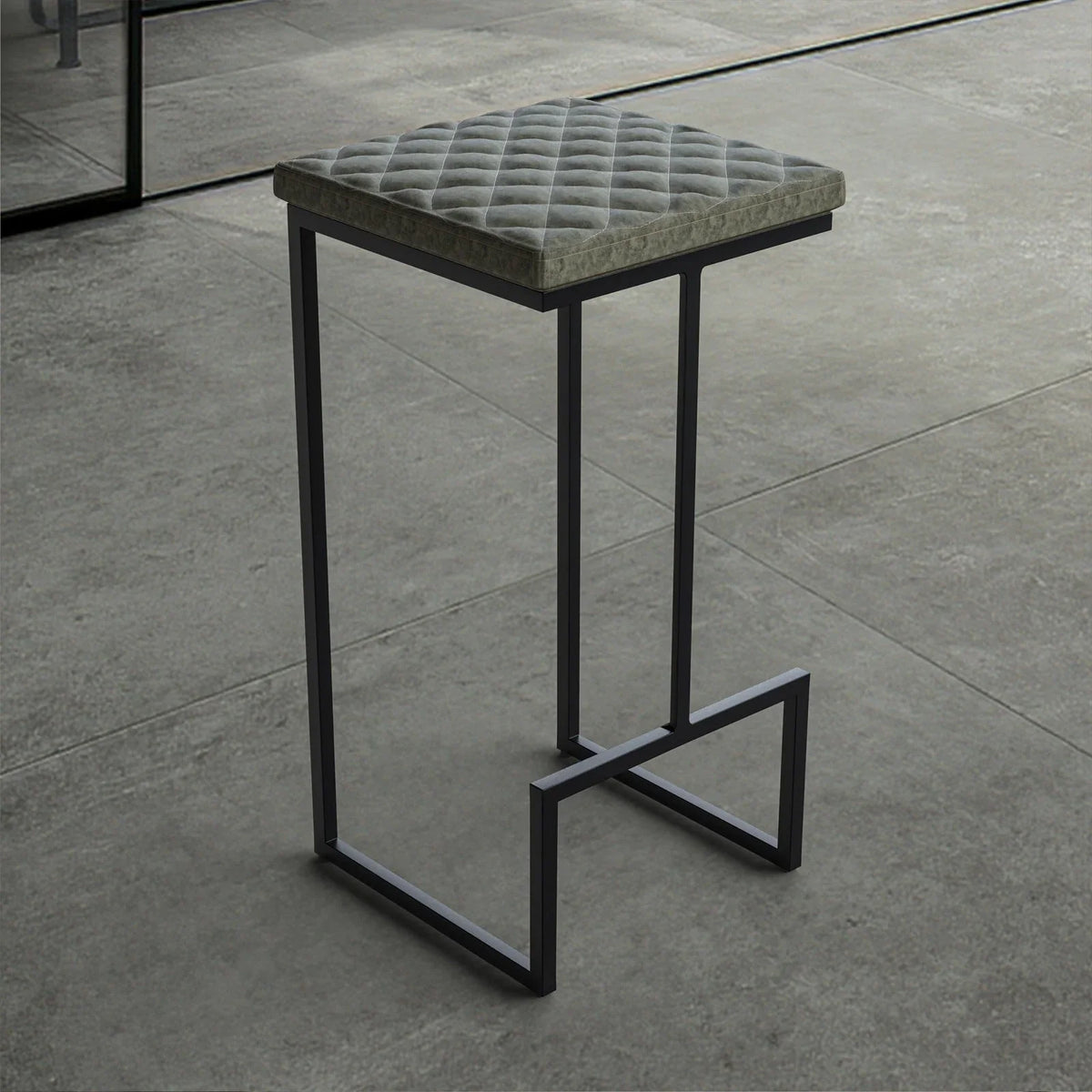 Quincy Quilted Stitched Leather Bar Stools With Metal Frame - Elax Furniture