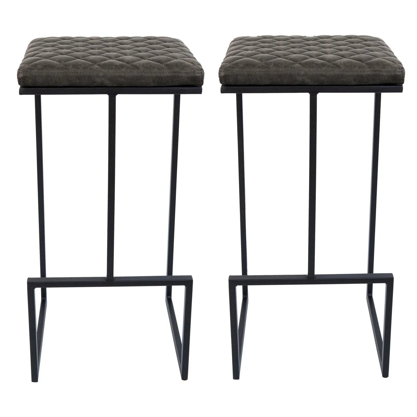 Quincy Leather Bar Stools With Metal Frame - Elax Furniture
