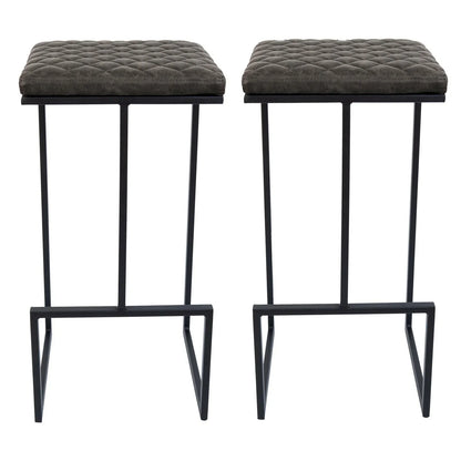 Quincy Leather Bar Stools With Metal Frame - Elax Furniture