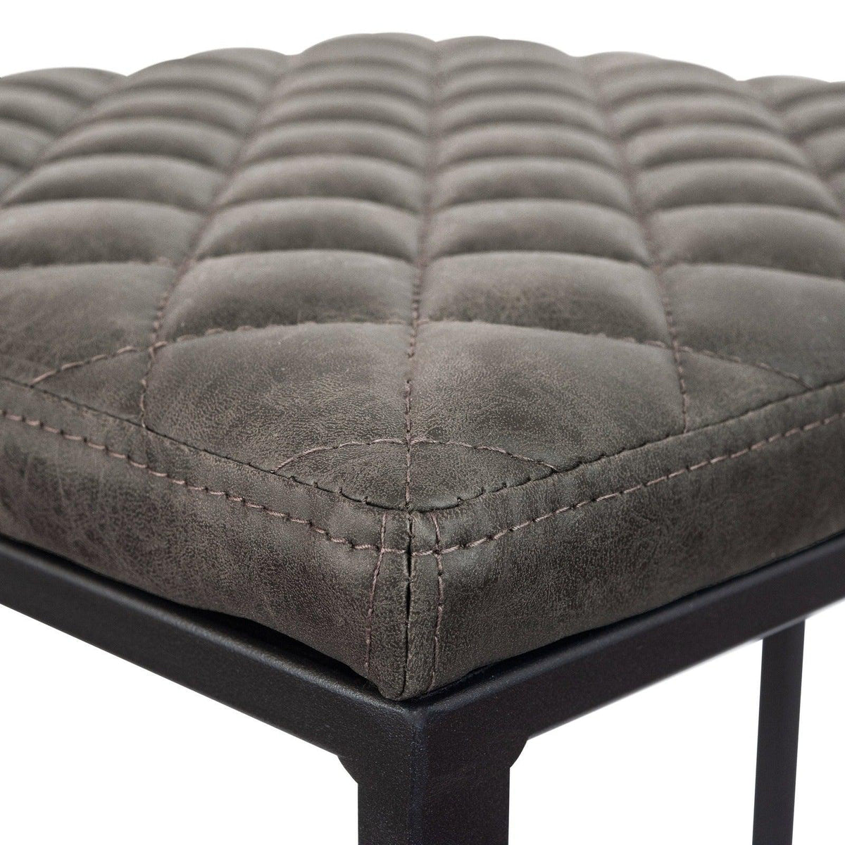 Quincy Quilted Stitched Leather Bar Stools With Metal Frame - Elax Furniture
