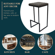Quincy Quilted Stitched Leather Bar Stools With Metal Frame - Elax Furniture