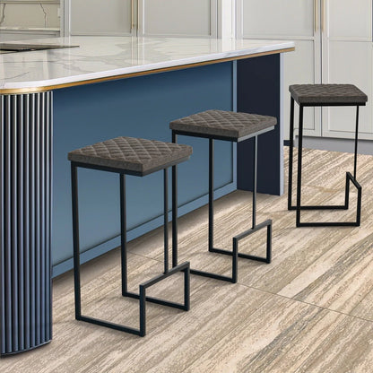Quincy Quilted Stitched Leather Bar Stools With Metal Frame - Elax Furniture