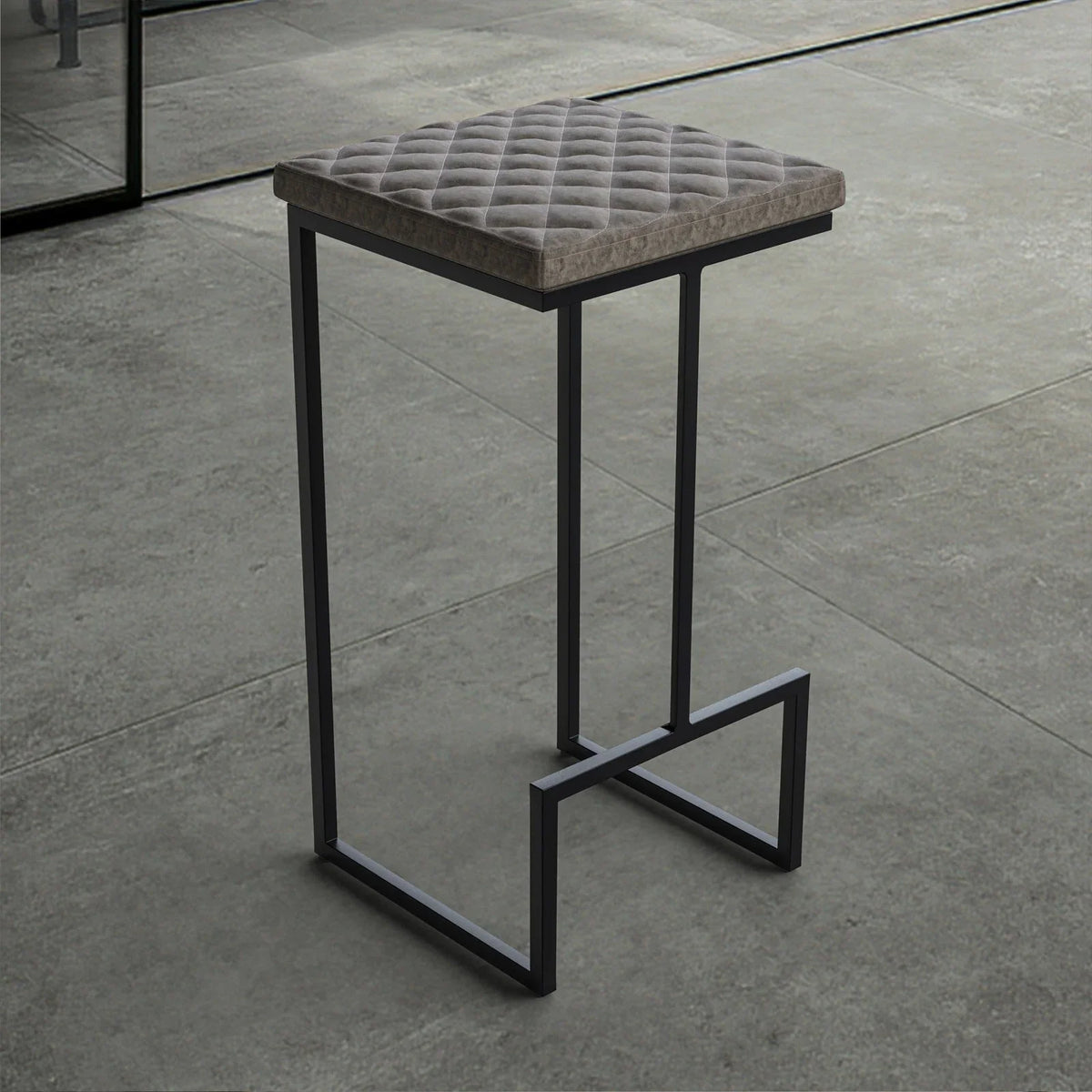 Quincy Quilted Stitched Leather Bar Stools With Metal Frame - Elax Furniture