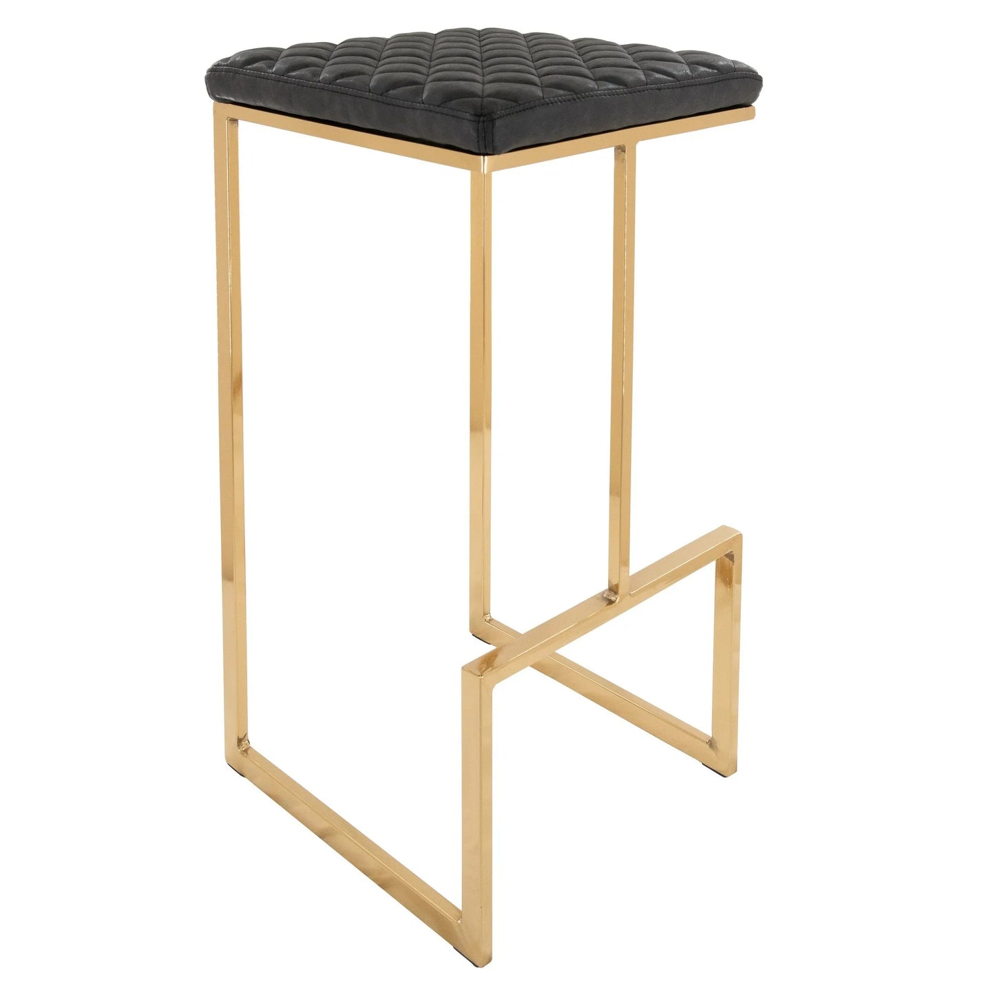 Quincy Quilted Stitched Leather Bar Stools With Gold Metal Frame - Elax Furniture