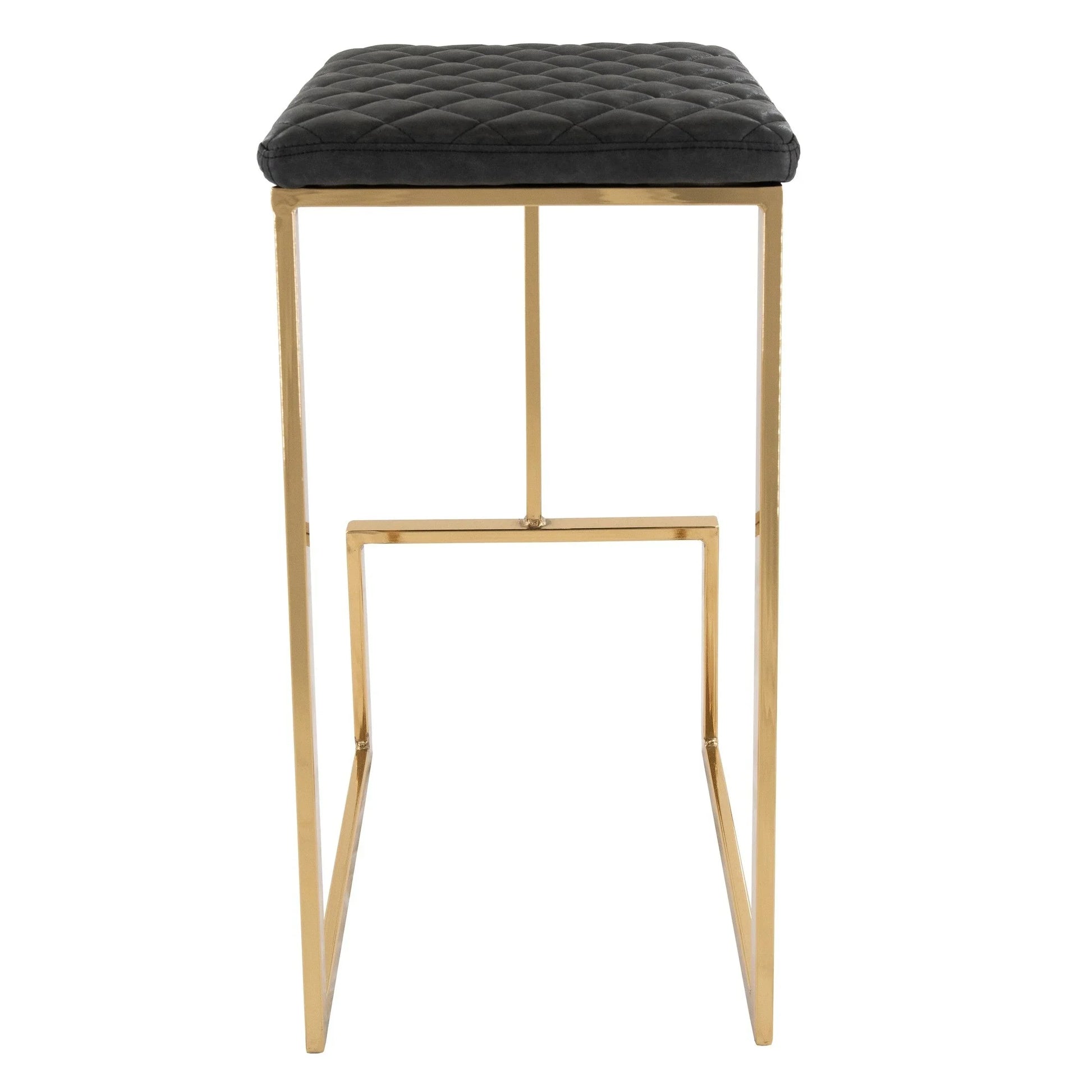 Quincy Quilted Stitched Leather Bar Stools With Gold Metal Frame - Elax Furniture