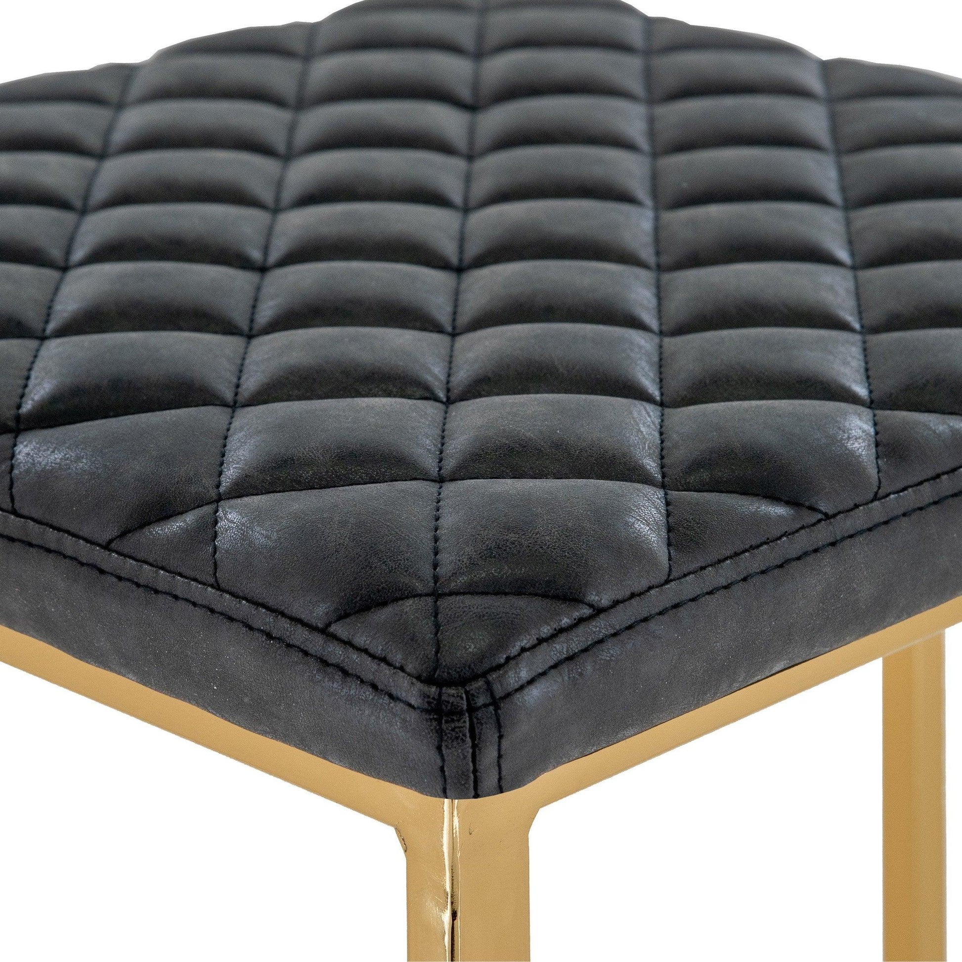 Quincy Quilted Stitched Leather Bar Stools With Gold Metal Frame - Elax Furniture