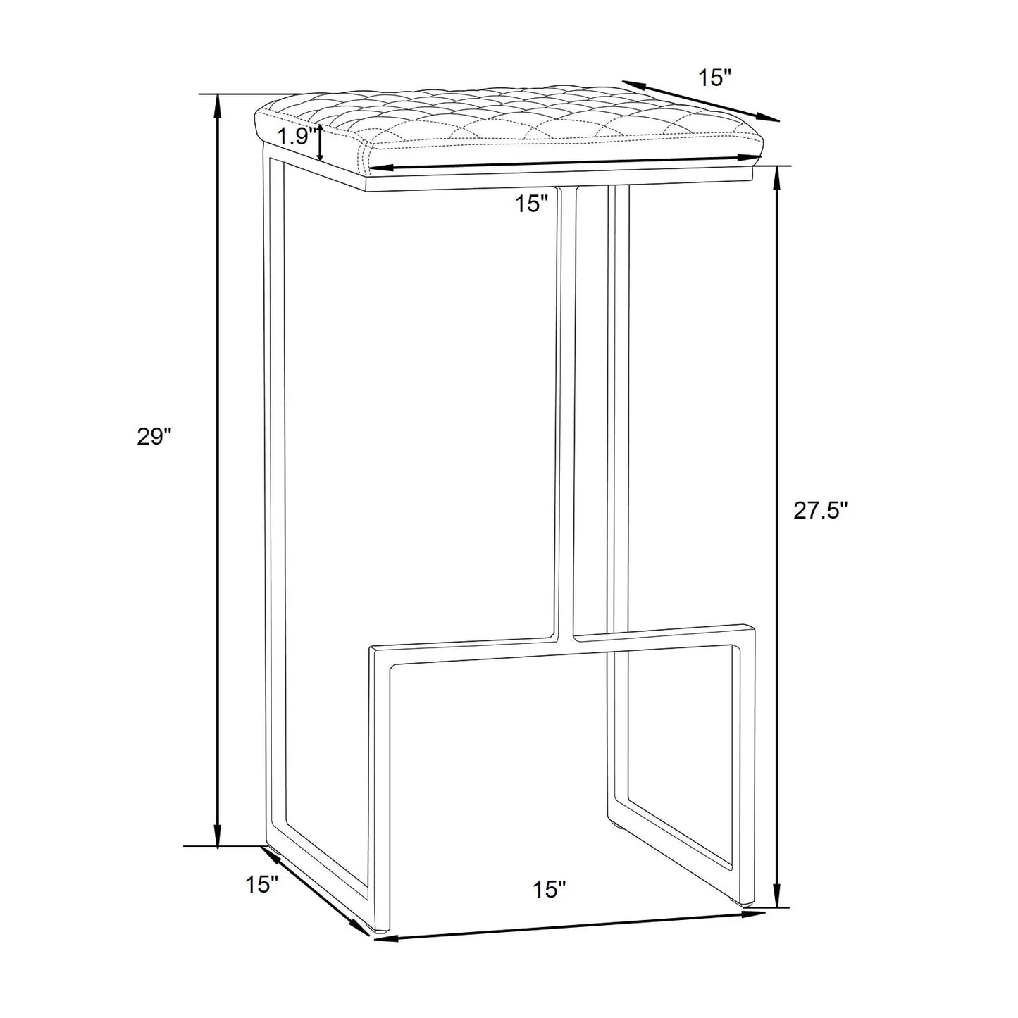 Quincy Quilted Stitched Leather Bar Stools With Gold Metal Frame - Elax Furniture