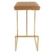 Quincy Quilted Stitched Leather Bar Stools With Gold Metal Frame - Elax Furniture