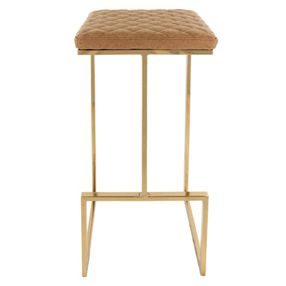 Quincy Quilted Stitched Leather Bar Stools With Gold Metal Frame - Elax Furniture