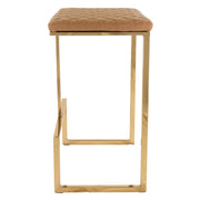 Quincy Quilted Stitched Leather Bar Stools With Gold Metal Frame - Elax Furniture
