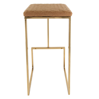 Quincy Quilted Stitched Leather Bar Stools With Gold Metal Frame - Elax Furniture