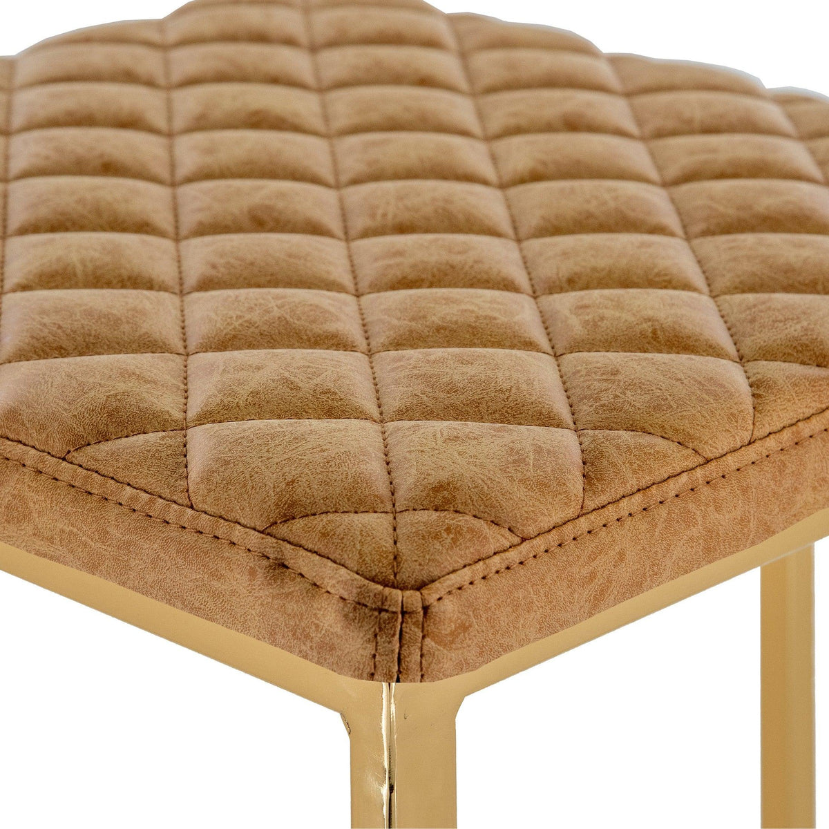 Quincy Quilted Stitched Leather Bar Stools With Gold Metal Frame - Elax Furniture