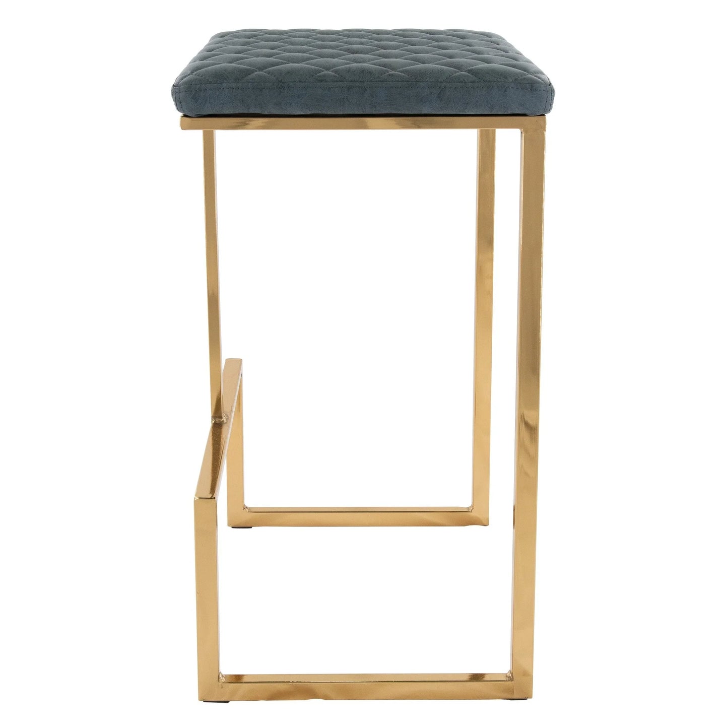 Quincy Quilted Stitched Leather Bar Stools With Gold Metal Frame - Elax Furniture