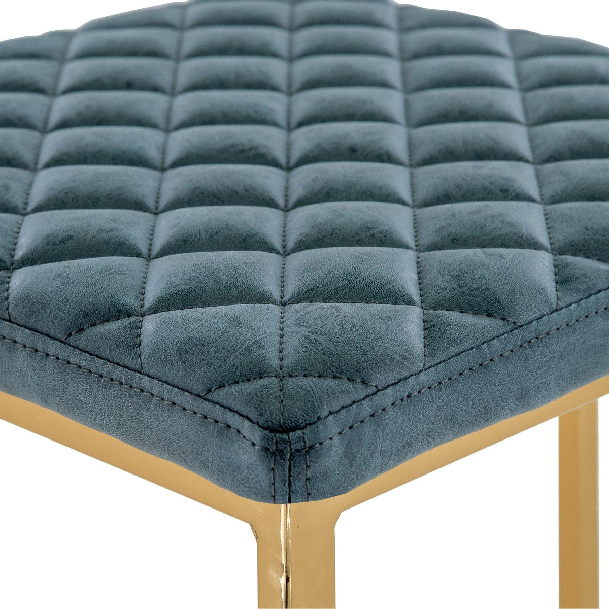 Quincy Quilted Stitched Leather Bar Stools With Gold Metal Frame - Elax Furniture