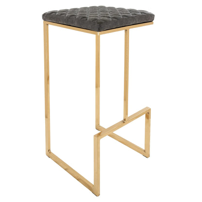 Quincy Quilted Stitched Leather Bar Stools With Gold Metal Frame - Elax Furniture