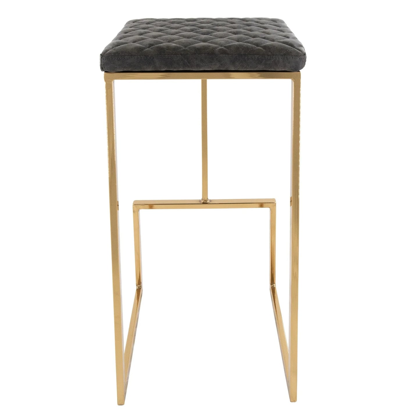 Quincy Quilted Stitched Leather Bar Stools With Gold Metal Frame - Elax Furniture