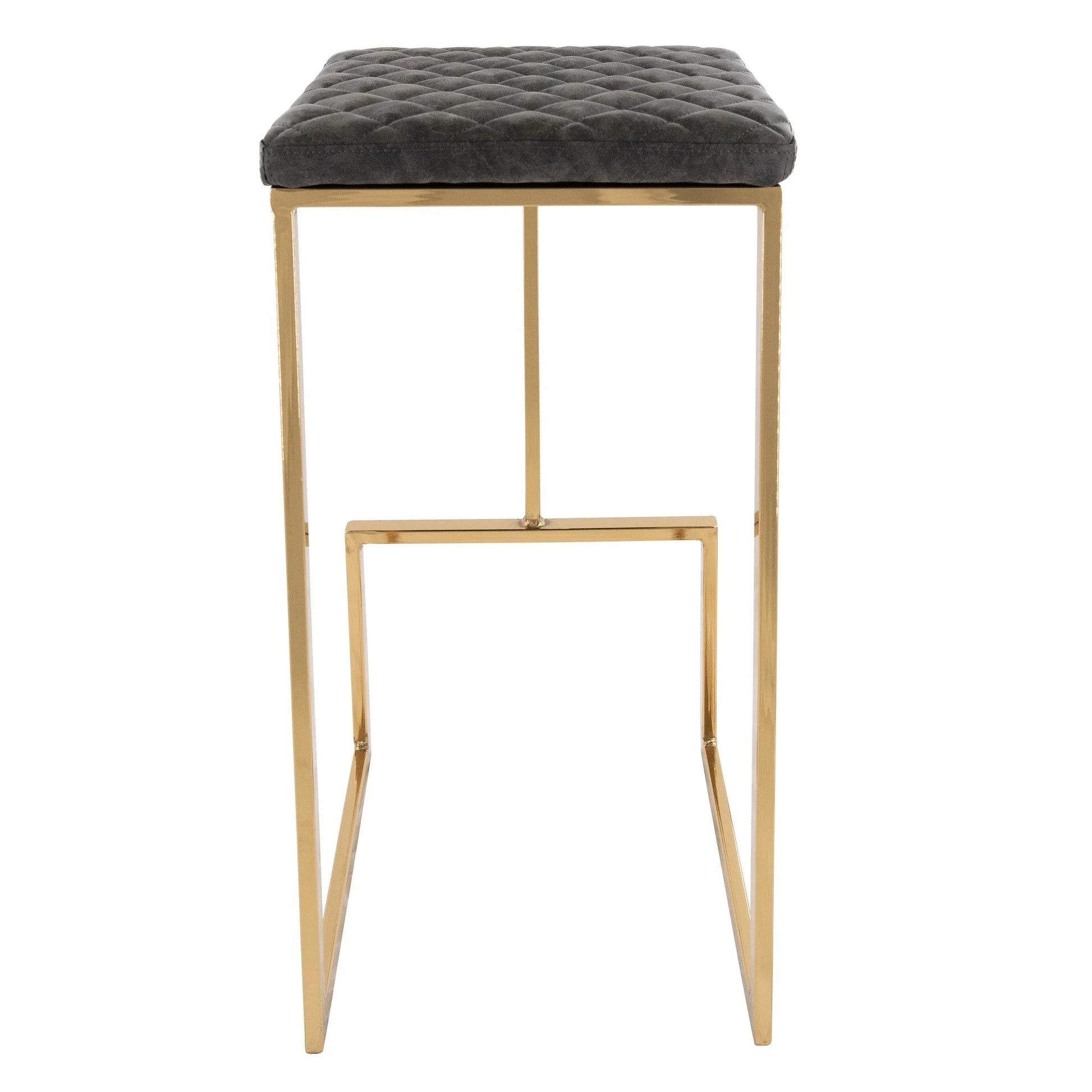 Quincy Quilted Stitched Leather Bar Stools With Gold Metal Frame - Elax Furniture