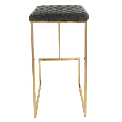 Quincy Quilted Stitched Leather Bar Stools With Gold Metal Frame - Elax Furniture
