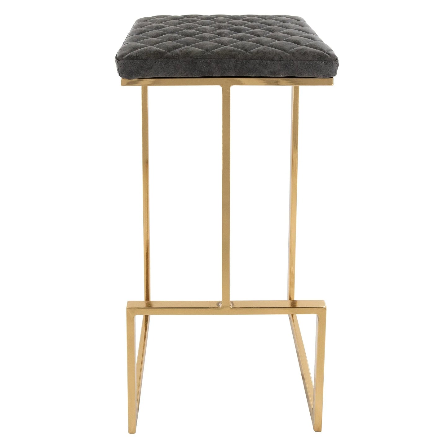 Quincy Quilted Stitched Leather Bar Stools With Gold Metal Frame - Elax Furniture