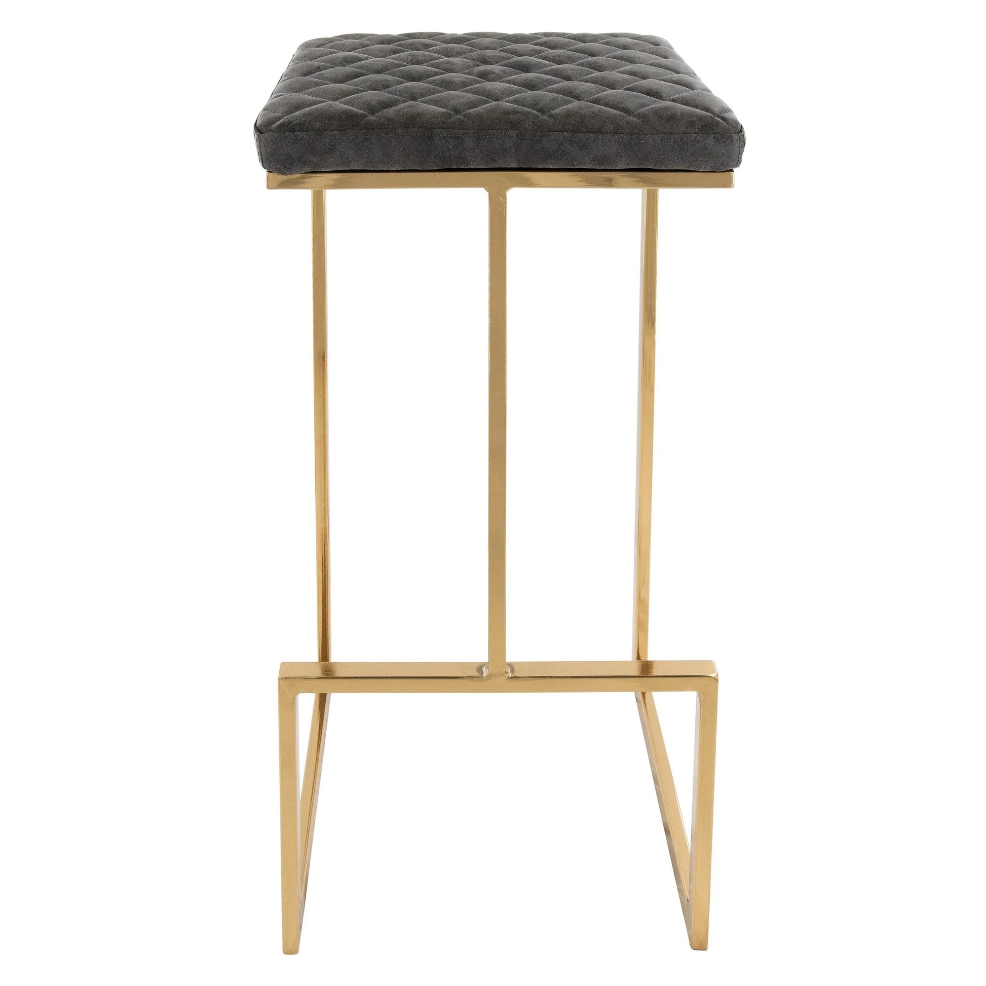 Quincy Quilted Stitched Leather Bar Stools With Gold Metal Frame - Elax Furniture