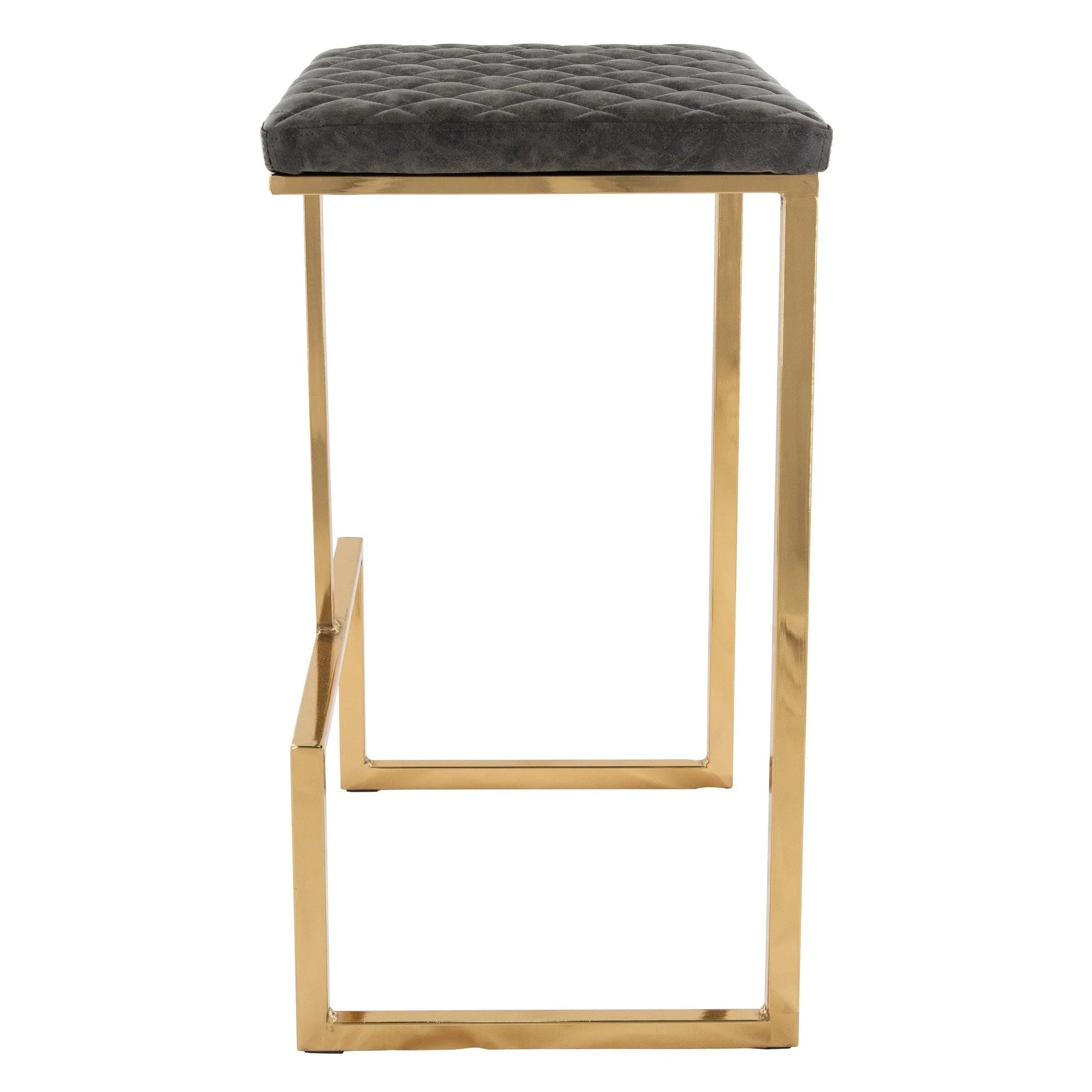Quincy Quilted Stitched Leather Bar Stools With Gold Metal Frame - Elax Furniture