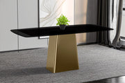 Quinix Rectangular Dining Table with Sintered Stone or Glass Rectangular Top and Gold Stainless Steel Base - Elax Furniture