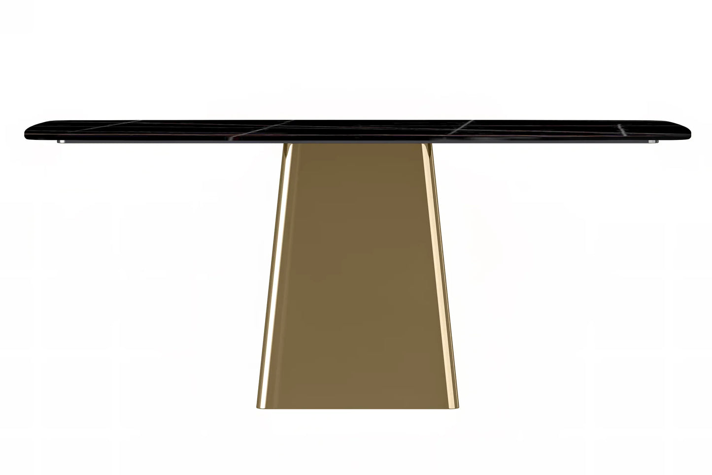 Quinix Rectangular Dining Table with Sintered Stone or Glass Rectangular Top and Gold Stainless Steel Base - Elax Furniture