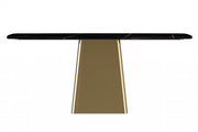 Quinix Rectangular Dining Table with Sintered Stone or Glass Rectangular Top and Gold Stainless Steel Base - Elax Furniture