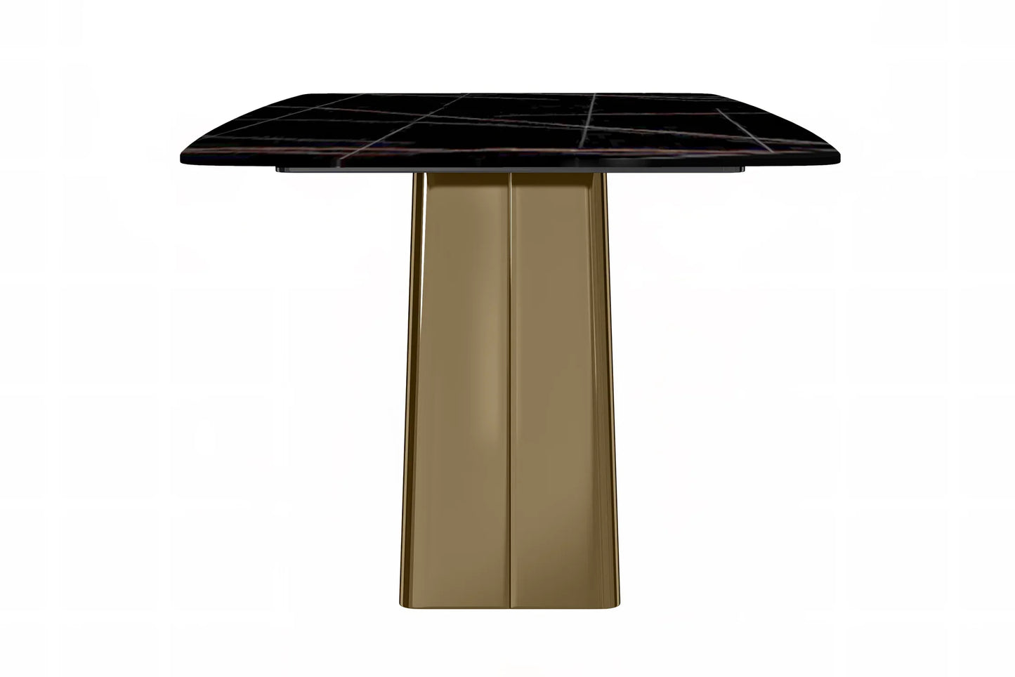 Quinix Rectangular Dining Table with Sintered Stone or Glass Rectangular Top and Gold Stainless Steel Base - Elax Furniture