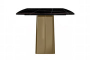 Quinix Rectangular Dining Table with Sintered Stone or Glass Rectangular Top and Gold Stainless Steel Base - Elax Furniture