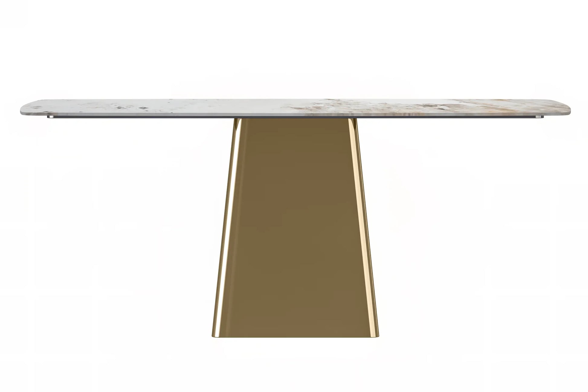 Quinix Rectangular Dining Table with Sintered Stone or Glass Rectangular Top and Gold Stainless Steel Base - Elax Furniture