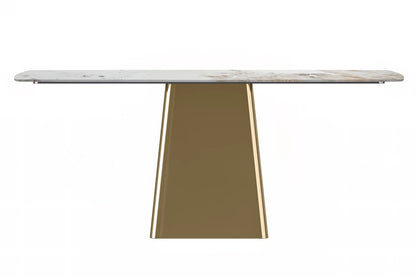 Quinix Rectangular Dining Table with Sintered Stone or Glass Rectangular Top and Gold Stainless Steel Base - Elax Furniture