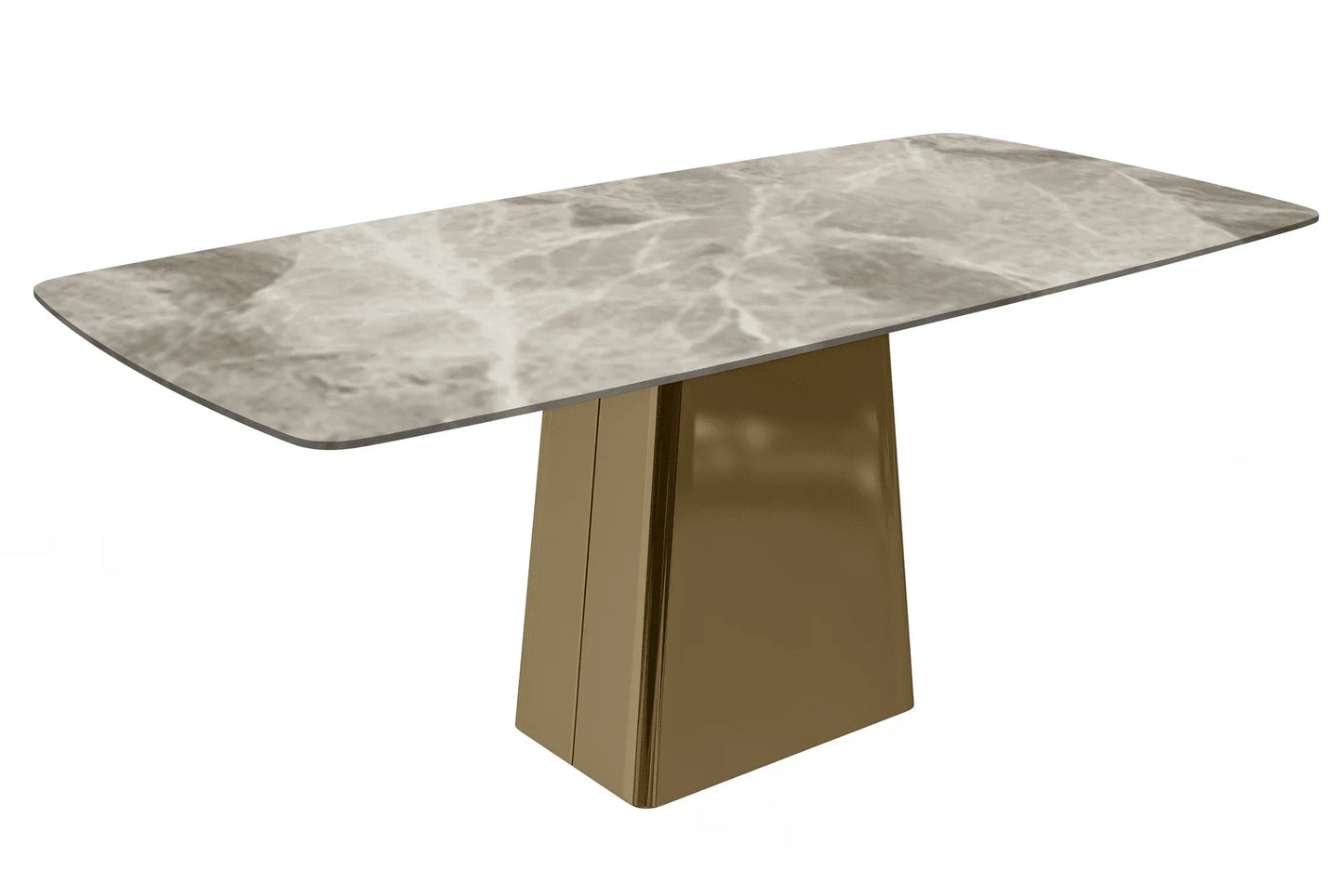 Quinix Rectangular Dining Table with Sintered Stone or Glass Rectangular Top and Gold Stainless Steel Base - Elax Furniture