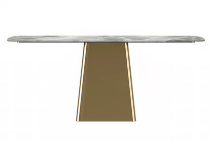Quinix Rectangular Dining Table with Sintered Stone or Glass Rectangular Top and Gold Stainless Steel Base - Elax Furniture