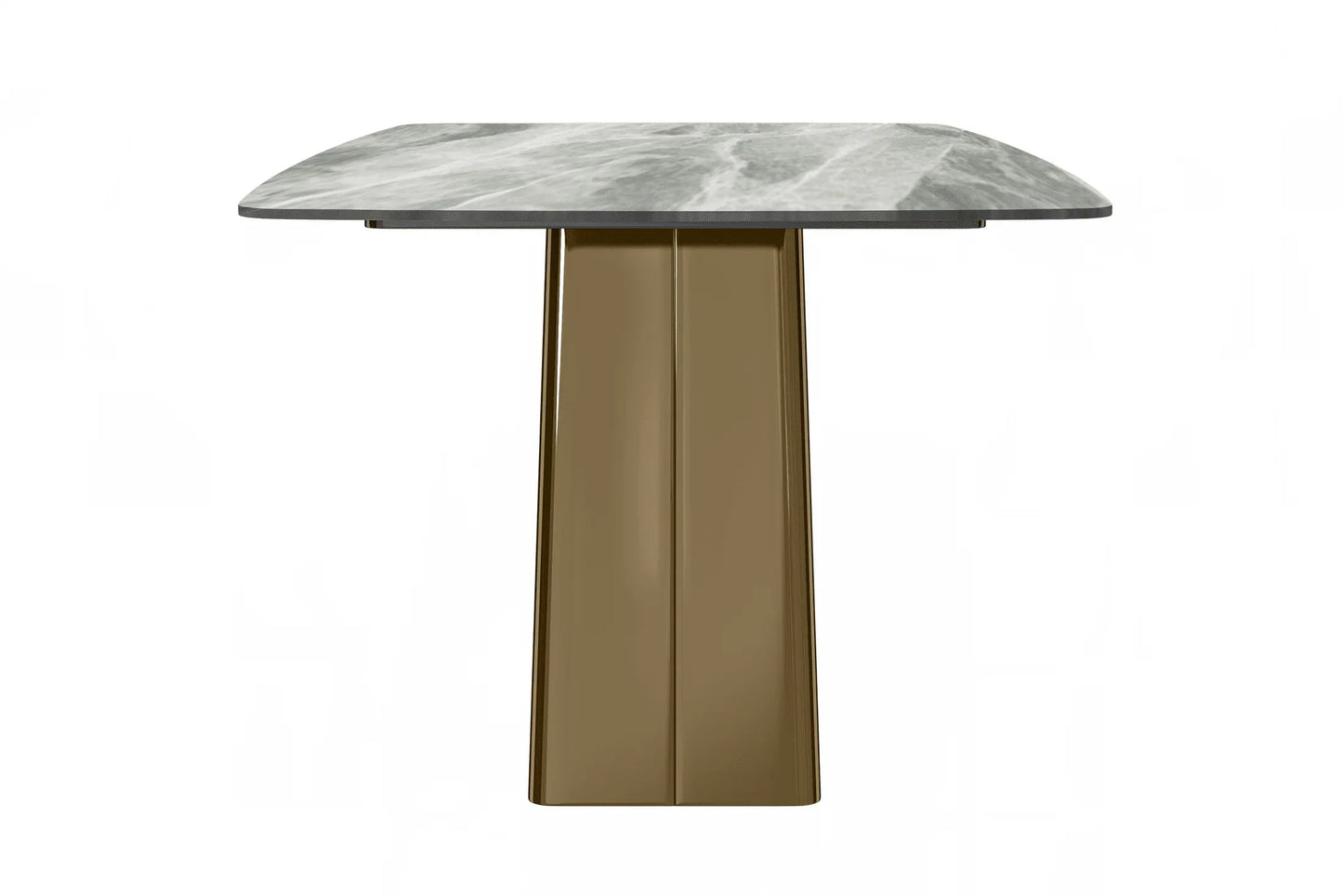 Quinix Rectangular Dining Table with Sintered Stone or Glass Rectangular Top and Gold Stainless Steel Base - Elax Furniture