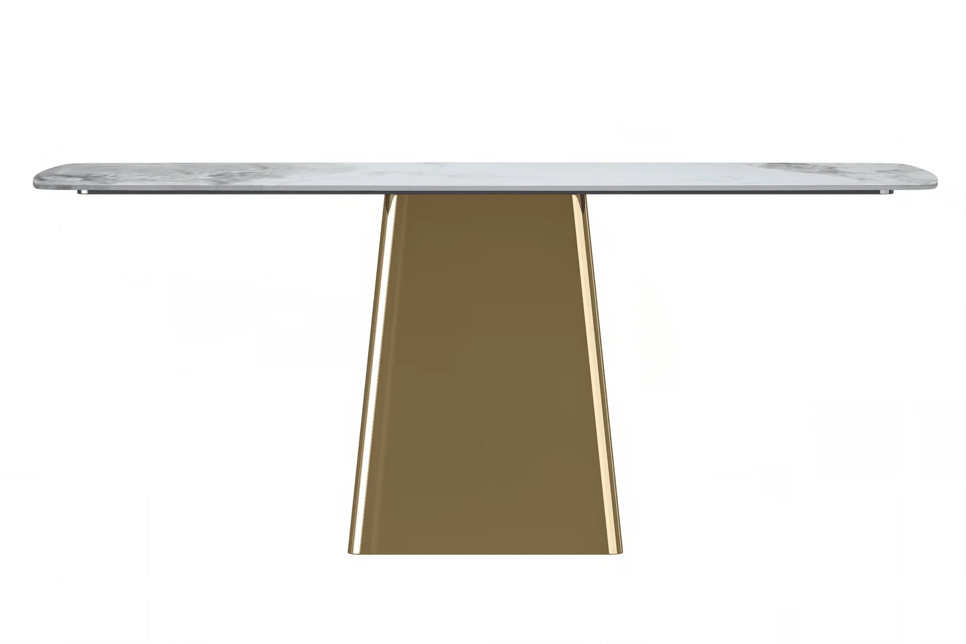 Quinix Rectangular Dining Table with Sintered Stone or Glass Rectangular Top and Gold Stainless Steel Base - Elax Furniture