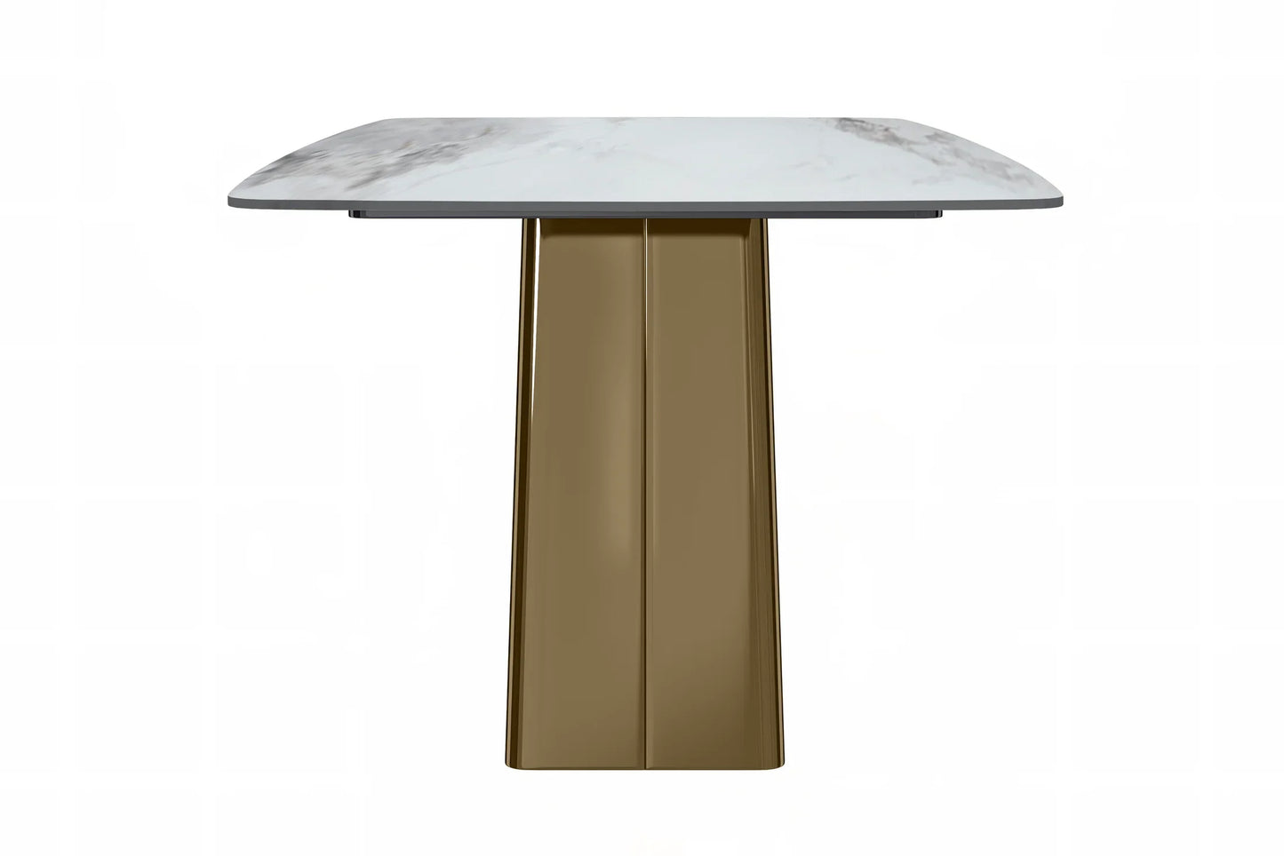 Quinix Rectangular Dining Table with Sintered Stone or Glass Rectangular Top and Gold Stainless Steel Base - Elax Furniture