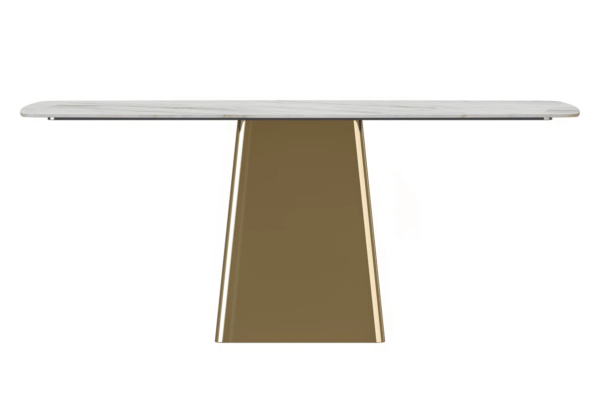 Quinix Rectangular Dining Table with Sintered Stone or Glass Rectangular Top and Gold Stainless Steel Base - Elax Furniture