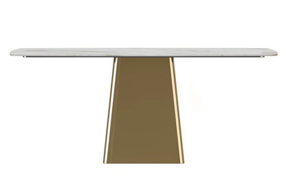 Quinix Rectangular Dining Table with Sintered Stone or Glass Rectangular Top and Gold Stainless Steel Base - Elax Furniture