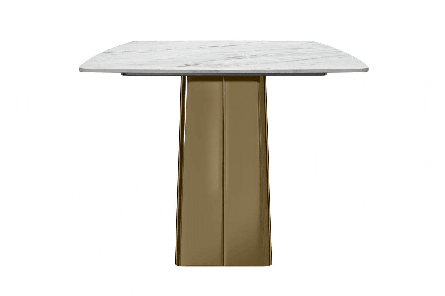 Quinix Rectangular Dining Table with Sintered Stone or Glass Rectangular Top and Gold Stainless Steel Base - Elax Furniture