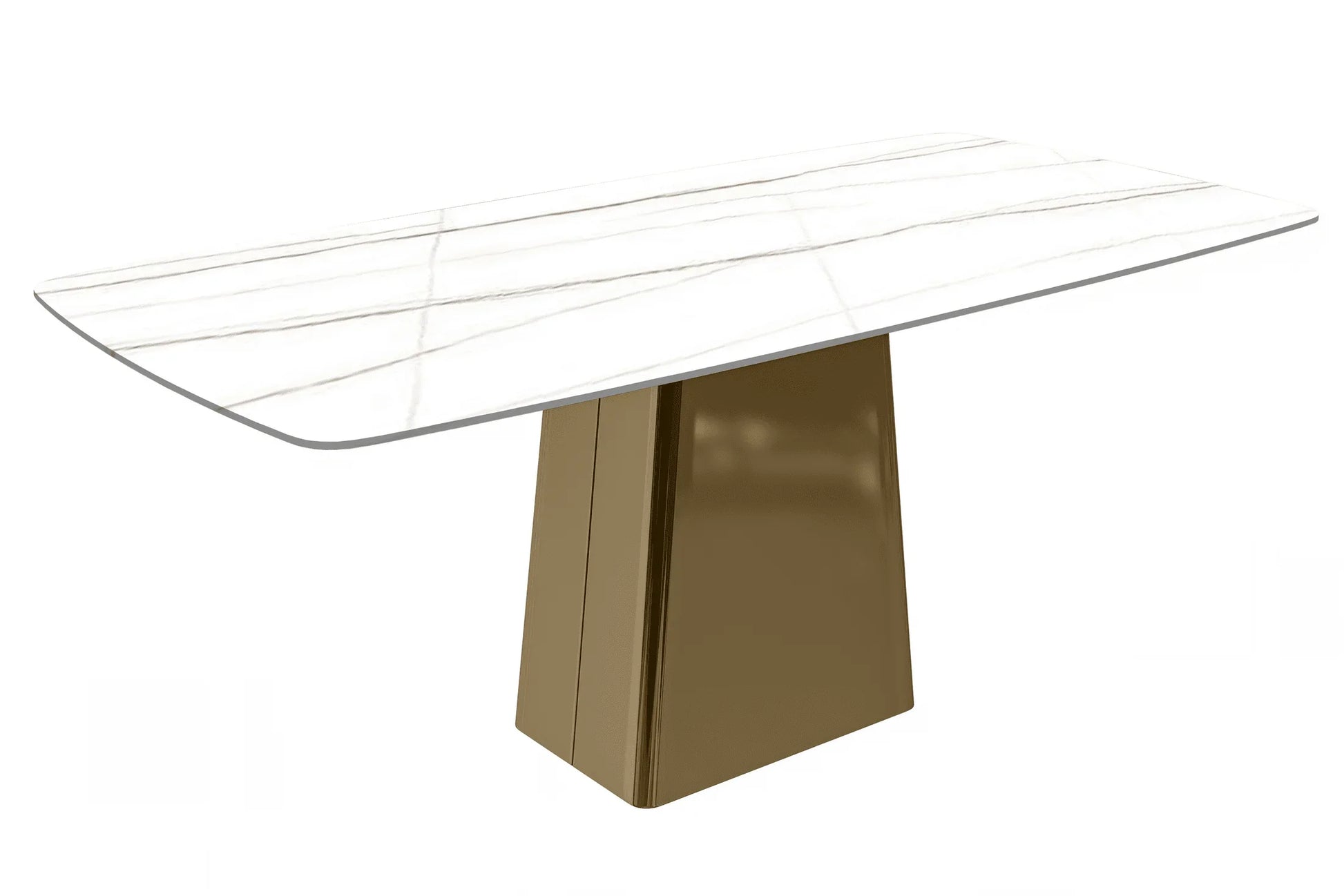 Quinix Rectangular Dining Table with Sintered Stone or Glass Rectangular Top and Gold Stainless Steel Base - Elax Furniture