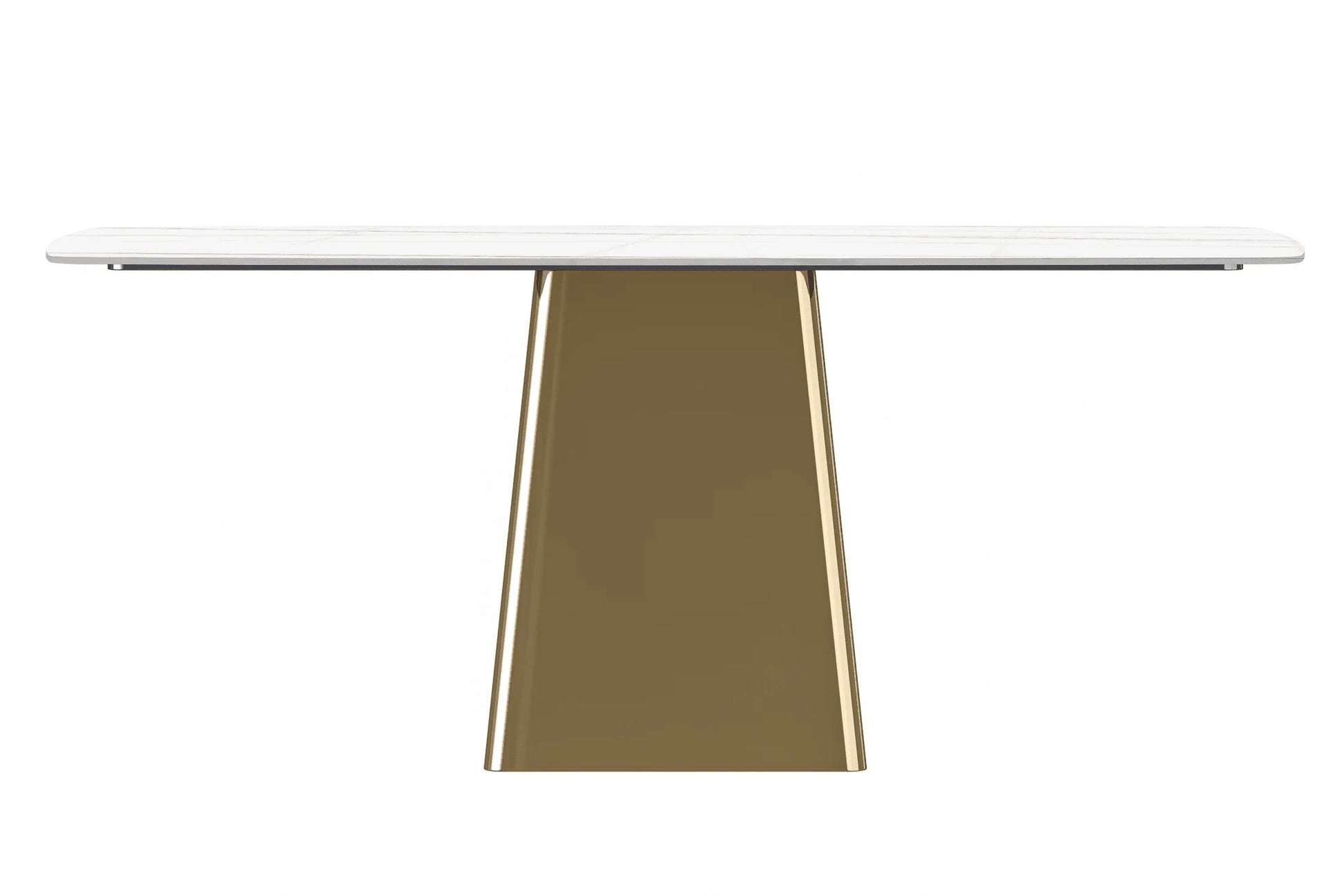 Quinix Rectangular Dining Table with Sintered Stone or Glass Rectangular Top and Gold Stainless Steel Base - Elax Furniture