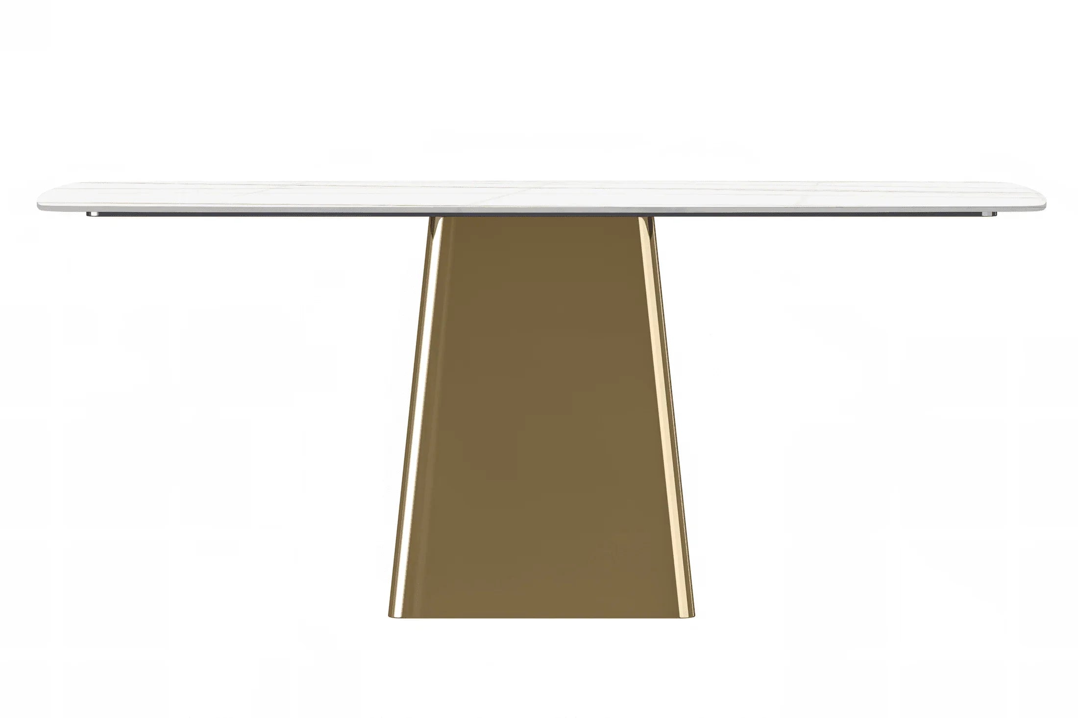 Quinix Rectangular Dining Table with Sintered Stone or Glass Rectangular Top and Gold Stainless Steel Base - Elax Furniture