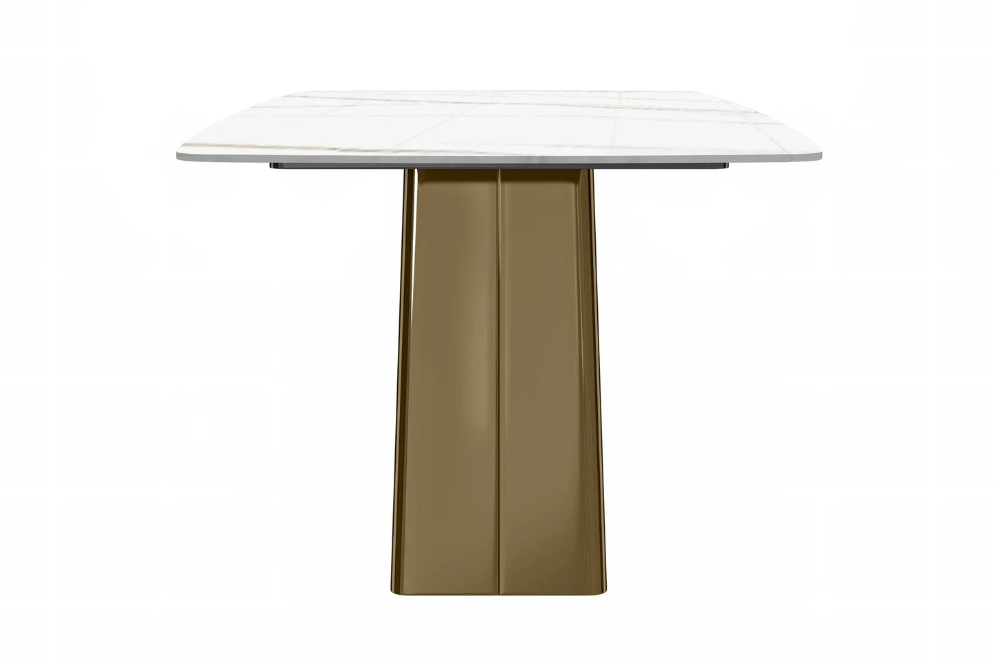Quinix Rectangular Dining Table with Sintered Stone or Glass Rectangular Top and Gold Stainless Steel Base - Elax Furniture