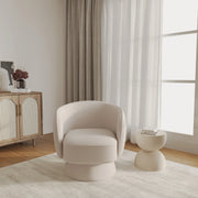 Raze Accent Chair Upholstered in Boucle/Linen/Velvet Armchair with Removable Round Base - Elax Furniture