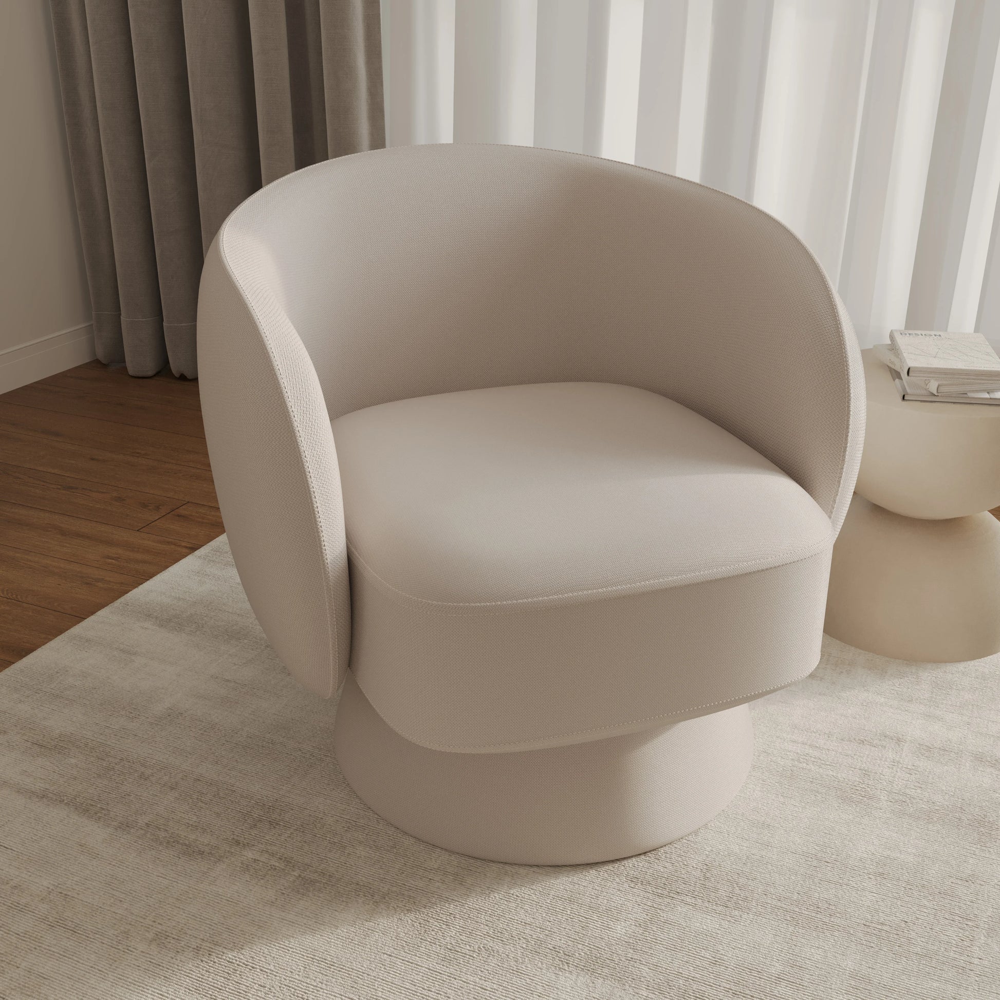 Raze Accent Chair Upholstered in Boucle/Linen/Velvet Armchair with Removable Round Base - Elax Furniture