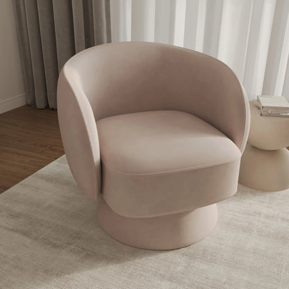 Raze Accent Chair Upholstered in Boucle/Linen/Velvet Armchair with Removable Round Base - Elax Furniture