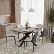 Ravenna 6-Piece Dining Set with 63" Rectangular Dining Table in Rustic Grey and 5 Leather Dining Chairs - Elax Furniture