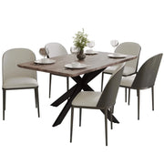 Ravenna 6-Piece Dining Set with 63" Rectangular Dining Table in Rustic Grey and 5 Leather Dining Chairs - Elax Furniture