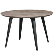 Ravenna Modern Round Wood 47" Dining Table With Metal Legs Weathered Oak Dining Table Leisuremod
